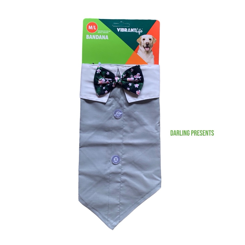 Vibrant Life Bowtie Bandana Dog Color Gray Size M/L